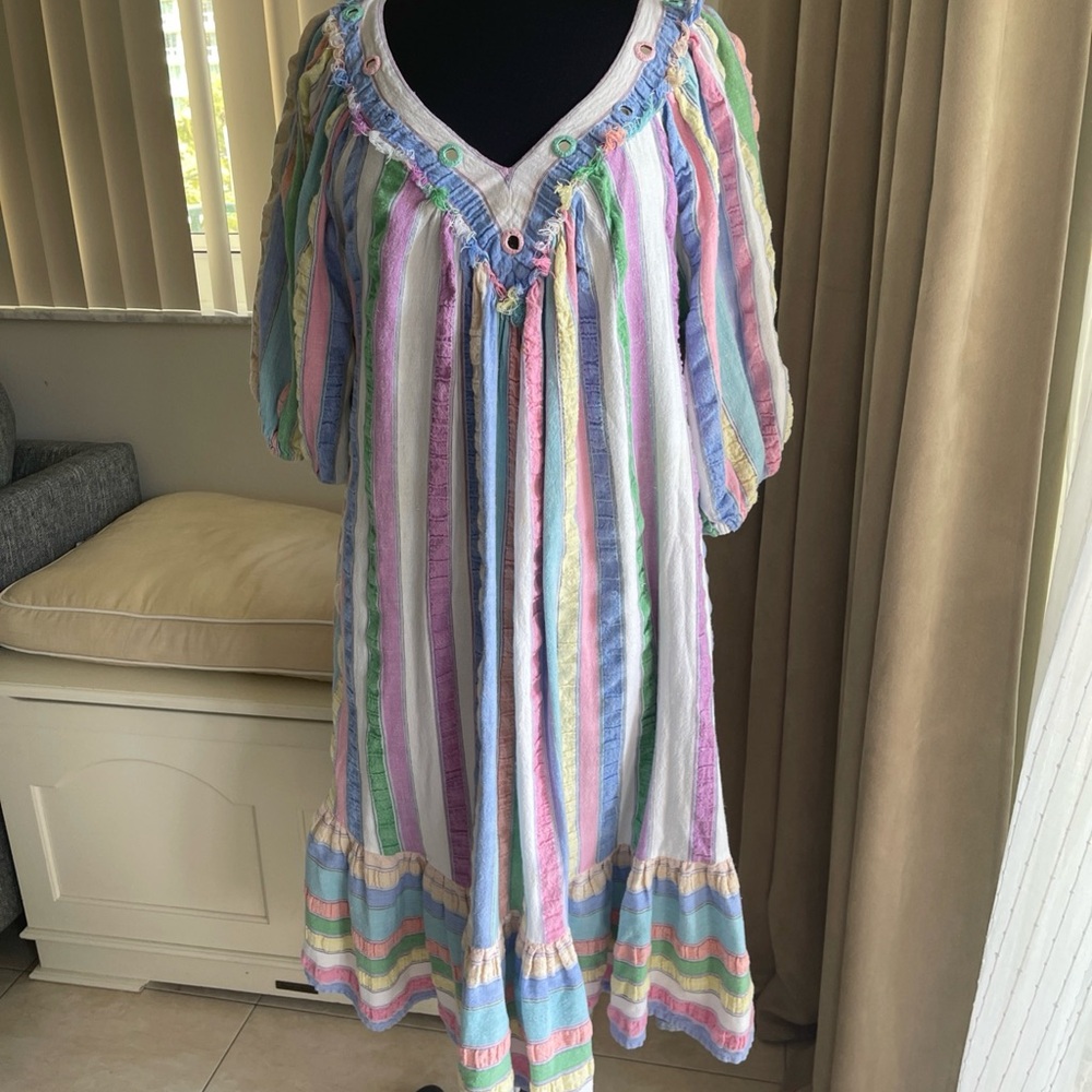 Ramona Rull 70’s Multicolor Cotton mirrors dress 1X